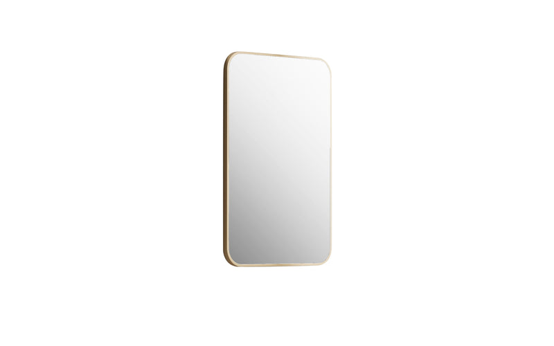 Laviva 313MFLAT-2436SB Latitude 24" x 36" Rectangular Soft Radius Metal Framed Satin Brass Mirror - Reversible Mount