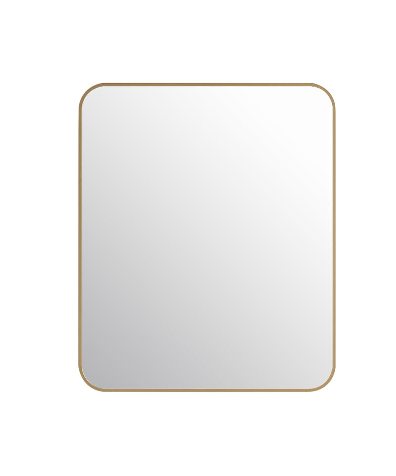 Laviva 313MFLAT-3036SB Latitude 30" x 36" Rectangular Soft Radius Metal Framed Satin Brass Mirror - Reversible Mount