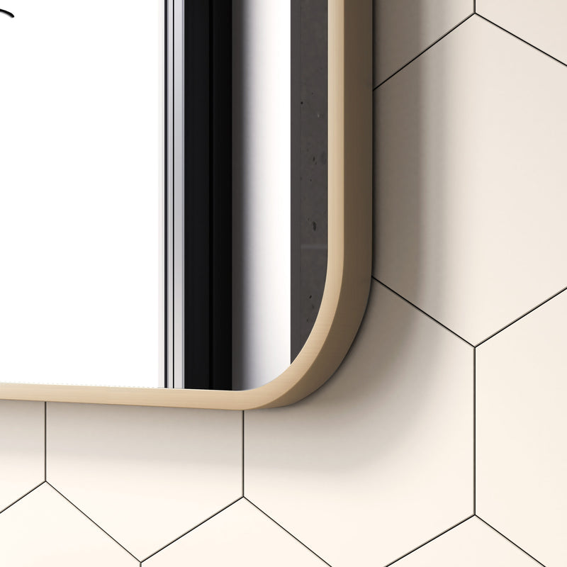 Laviva 313MFLAT-3636SB Latitude 36" x 36" Square Soft Radius Metal Framed Satin Brass Mirror