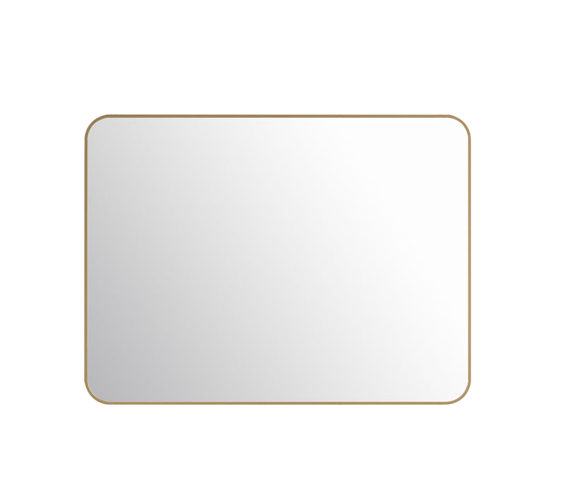 Laviva 313MFLAT-4836SB Latitude 48" x 36" Rectangular Soft Radius Metal Framed Satin Brass Mirror - Reversible Mount