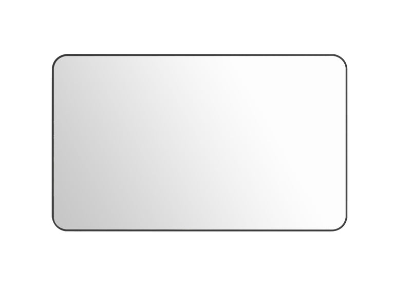 Laviva 313MFLAT-6036MB Latitude 60" x 36" Rectangular Soft Radius Metal Framed Matte Black Mirror - Reversible Mount