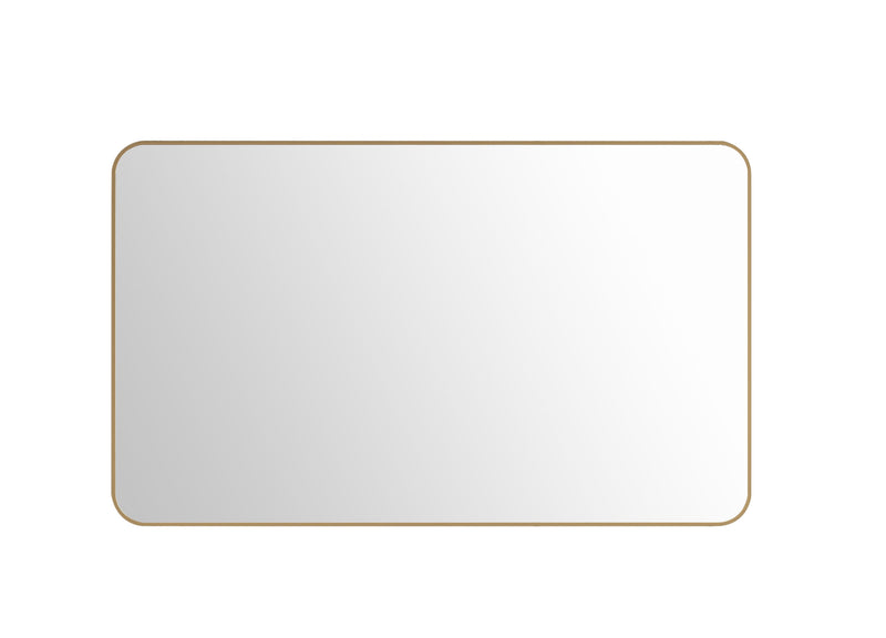 Laviva 313MFLAT-6036SB Latitude 60" x 36" Rectangular Soft Radius Metal Framed Satin Brass Mirror - Reversible Mount