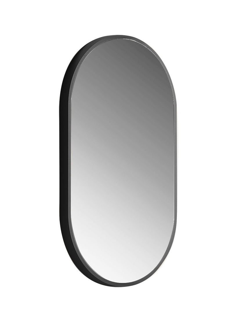 Laviva 313MFPIL-1832MB Pill 18" x 32" Oval Metal Framed Mirror in Matte Black - Reversible Mount