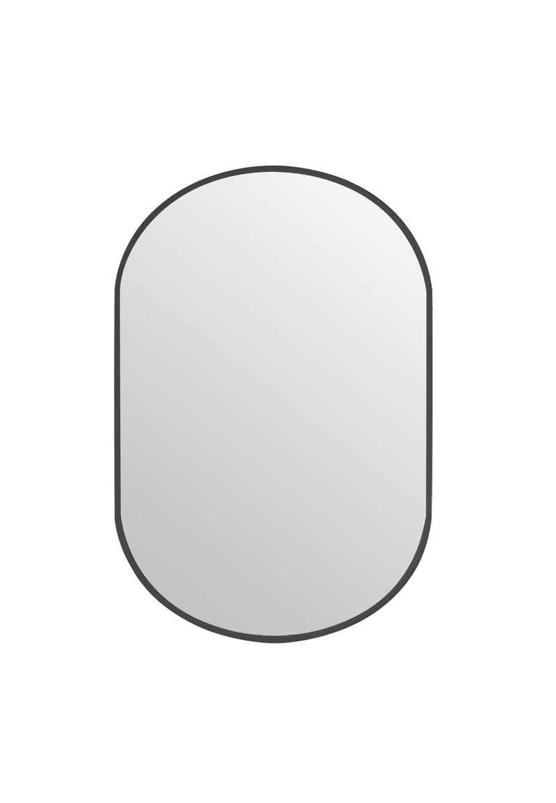 Laviva 313MFPIL-2436MB Pill 24" x 36" Oval Metal Framed Mirror in Matte Black - Reversible Mount