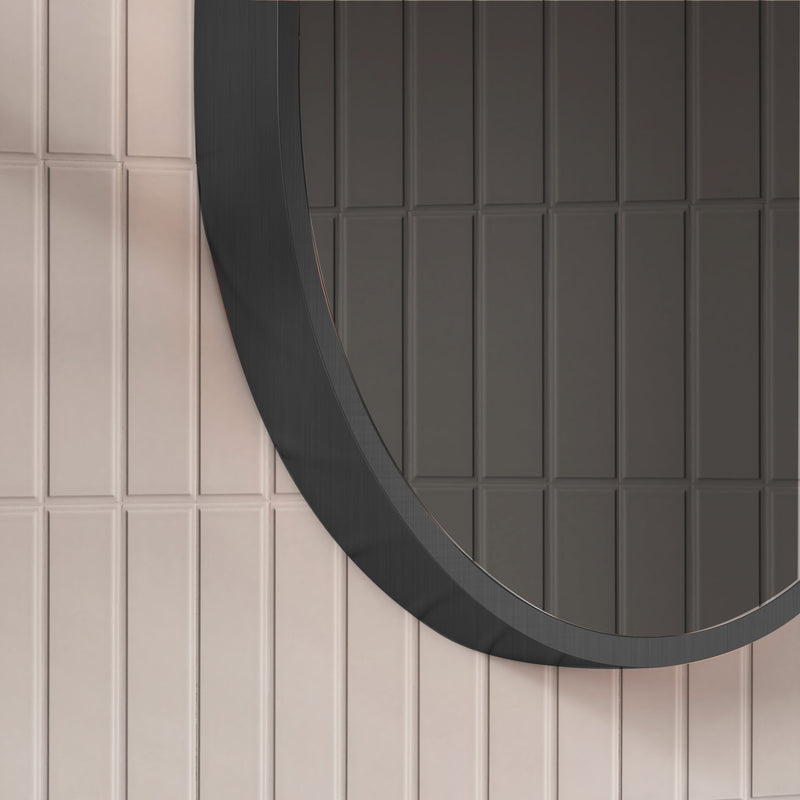 Laviva 313MFPIL-2436MB Pill 24" x 36" Oval Metal Framed Mirror in Matte Black - Reversible Mount
