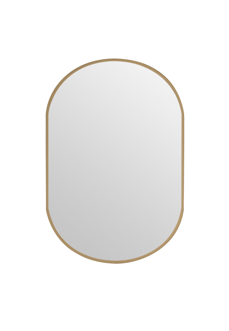Laviva 313MFPIL-2436SB Pill 24" x 36" Oval Metal Framed Mirror in Satin Brass - Reversible Mount