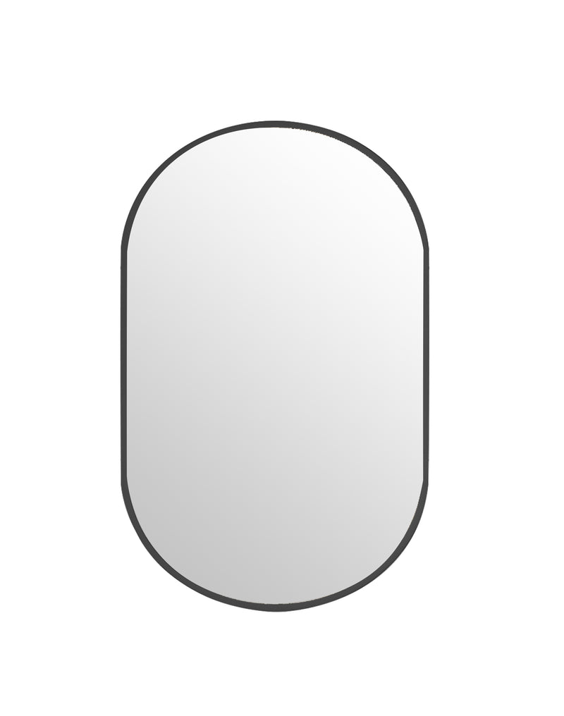 Laviva 313MFPIL-3048MB Pill 30" x 48" Oval Metal Framed Mirror in Matte Black - Reversible Mount