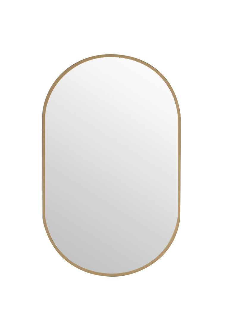 Laviva 313MFPIL-3048SB Pill 30" x 48" Oval Metal Framed Mirror in Satin Brass - Reversible Mount