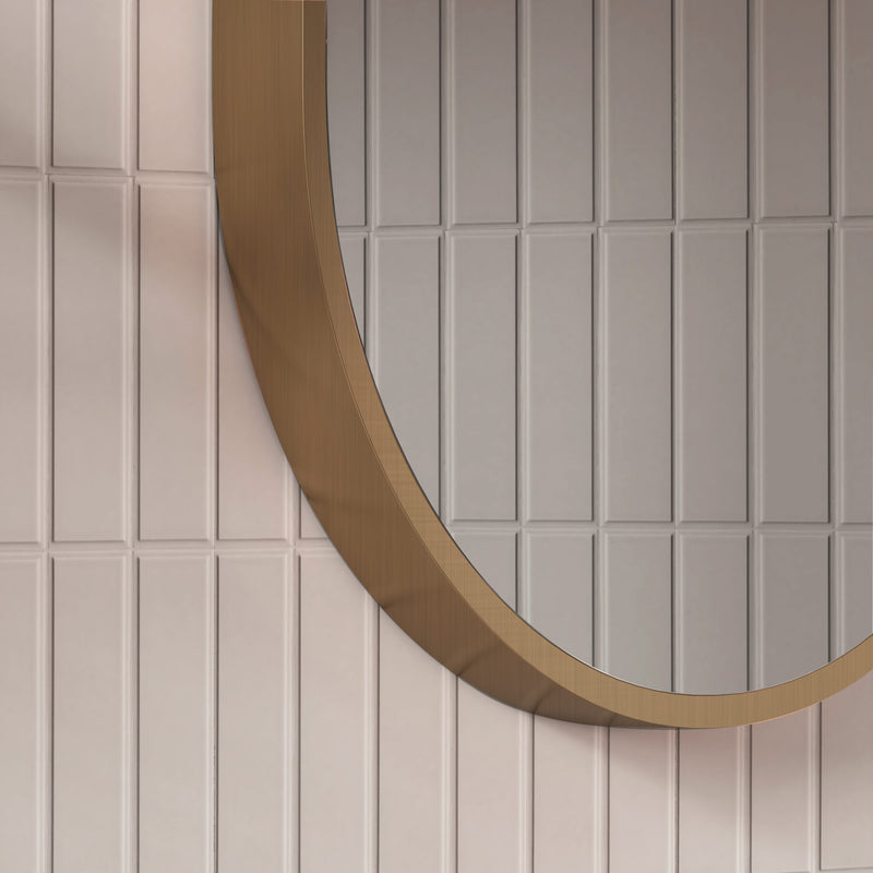 Laviva 313MFPIL-3048SB Pill 30" x 48" Oval Metal Framed Mirror in Satin Brass - Reversible Mount