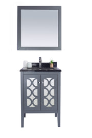 Laviva 313MKSH-24G-BW Mediterraneo 24" Grey Bathroom Vanity with Black Wood Marble Countertop