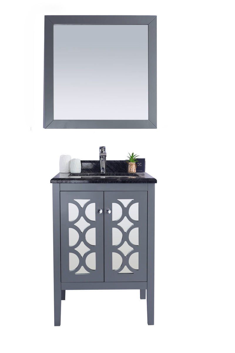 Laviva 313MKSH-24G-BW Mediterraneo 24" Grey Bathroom Vanity with Black Wood Marble Countertop