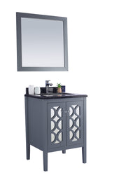 Laviva 313MKSH-24G-BW Mediterraneo 24" Grey Bathroom Vanity with Black Wood Marble Countertop - view 2