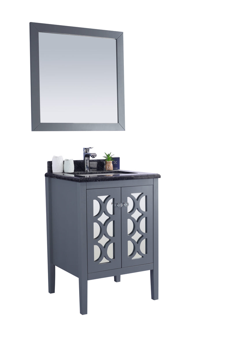 Laviva 313MKSH-24G-BW Mediterraneo 24" Grey Bathroom Vanity with Black Wood Marble Countertop - view 2