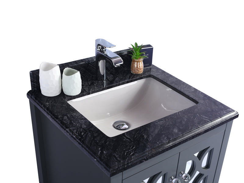 Laviva 313MKSH-24G-BW Mediterraneo 24" Grey Bathroom Vanity with Black Wood Marble Countertop - view 3