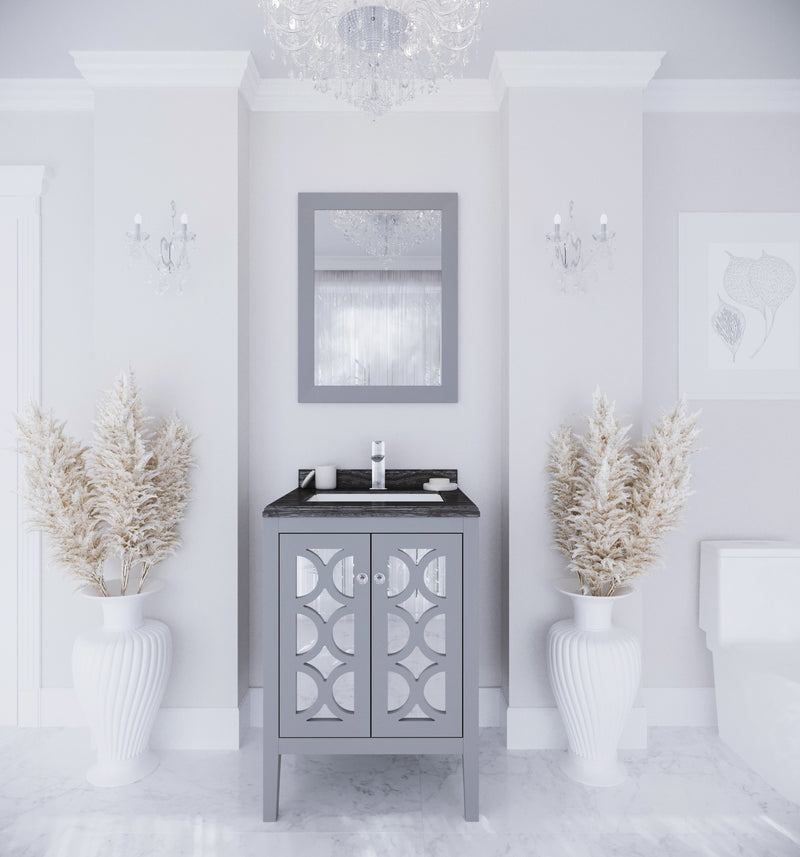 Laviva 313MKSH-24G-BW Mediterraneo 24" Grey Bathroom Vanity with Black Wood Marble Countertop - view 6