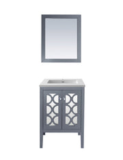 Laviva 313MKSH-24G-MW Mediterraneo 24" Grey Bathroom Vanity with Matte White VIVA Stone Solid Surface Countertop