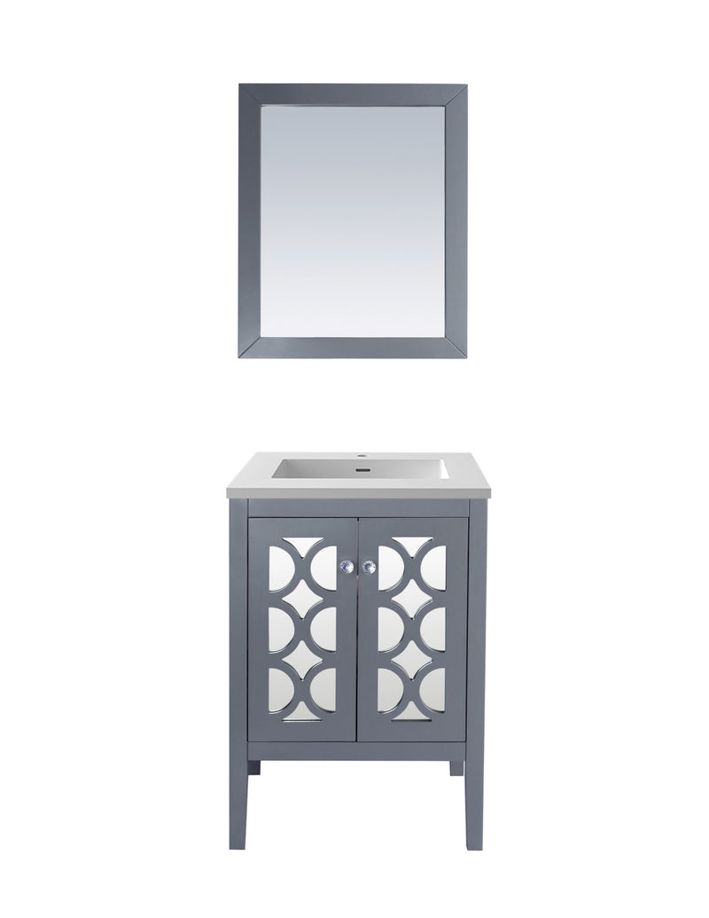 Laviva 313MKSH-24G-MW Mediterraneo 24" Grey Bathroom Vanity with Matte White VIVA Stone Solid Surface Countertop