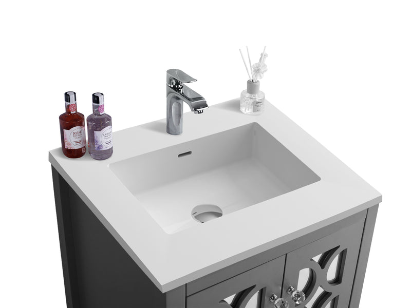 Laviva 313MKSH-24G-MW Mediterraneo 24" Grey Bathroom Vanity with Matte White VIVA Stone Solid Surface Countertop - view 2