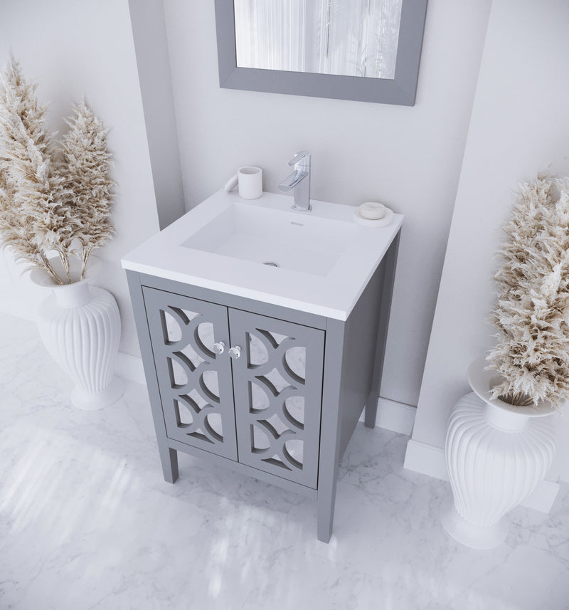 Laviva 313MKSH-24G-MW Mediterraneo 24" Grey Bathroom Vanity with Matte White VIVA Stone Solid Surface Countertop - view 5