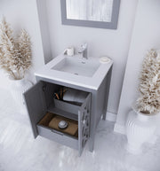 Laviva 313MKSH-24G-MW Mediterraneo 24" Grey Bathroom Vanity with Matte White VIVA Stone Solid Surface Countertop - view 6