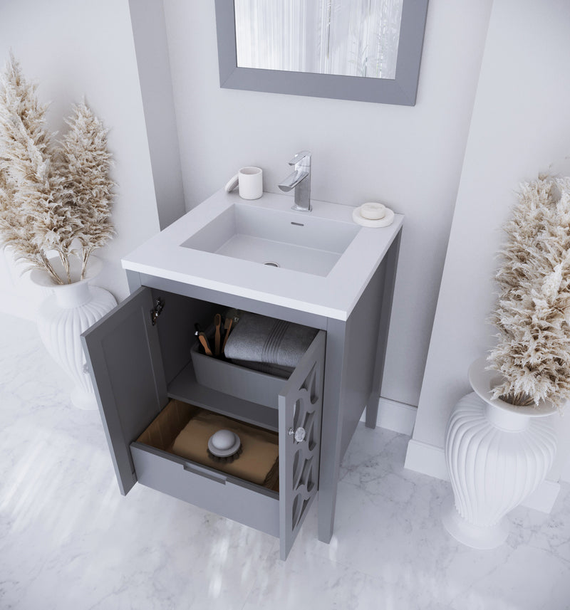 Laviva 313MKSH-24G-MW Mediterraneo 24" Grey Bathroom Vanity with Matte White VIVA Stone Solid Surface Countertop - view 6