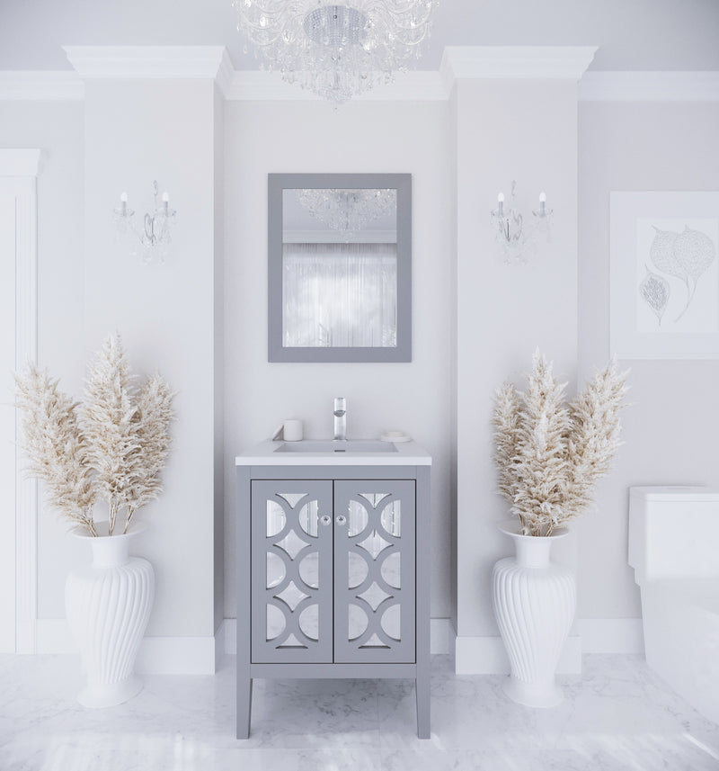Laviva 313MKSH-24G-MW Mediterraneo 24" Grey Bathroom Vanity with Matte White VIVA Stone Solid Surface Countertop - view 7