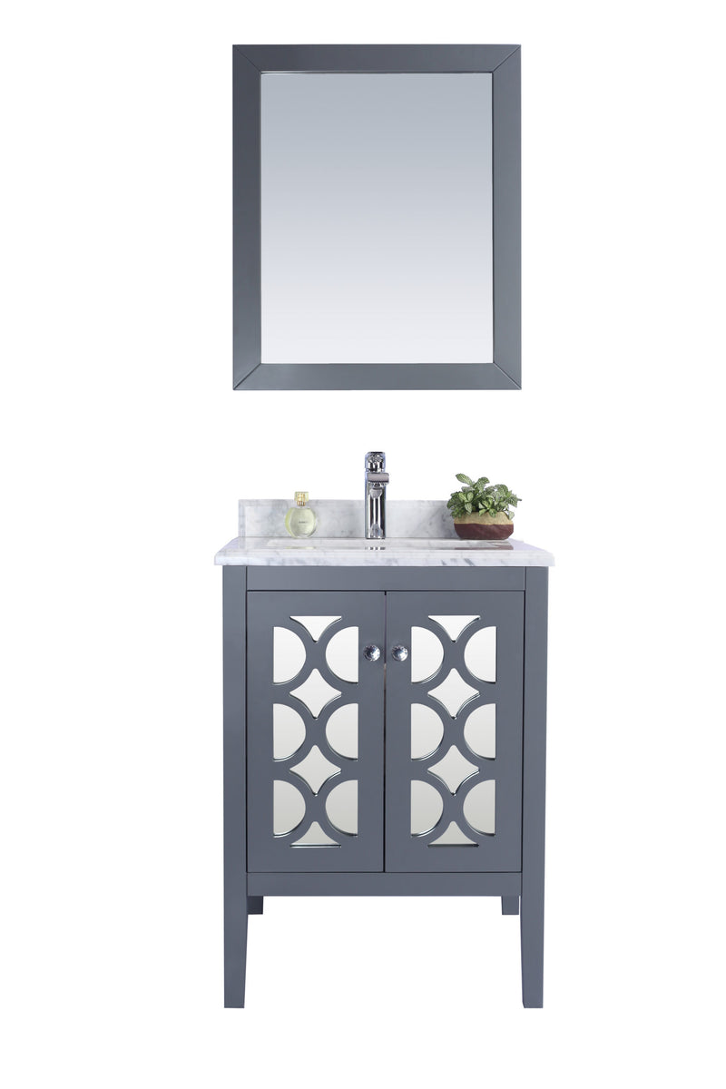 Laviva 313MKSH-24G-WC Mediterraneo 24" Grey Bathroom Vanity with White Carrara Marble Countertop
