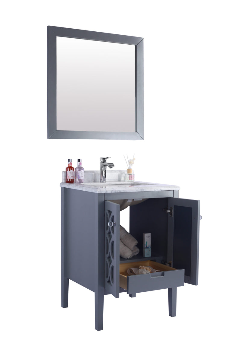 Laviva 313MKSH-24G-WC Mediterraneo 24" Grey Bathroom Vanity with White Carrara Marble Countertop - view 4