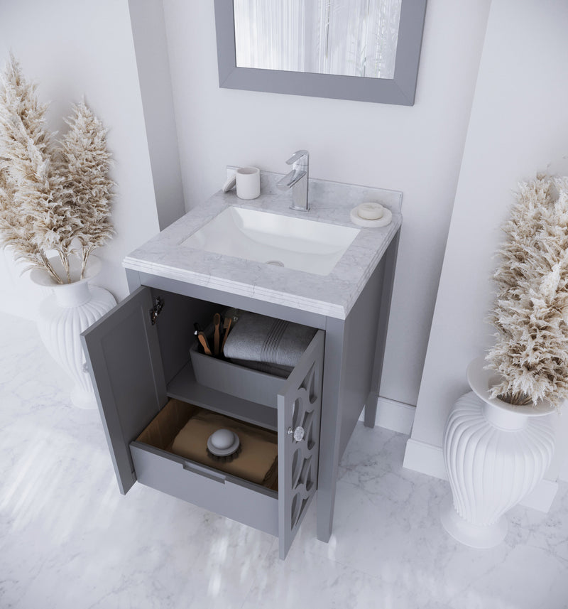 Laviva 313MKSH-24G-WC Mediterraneo 24" Grey Bathroom Vanity with White Carrara Marble Countertop - view 8