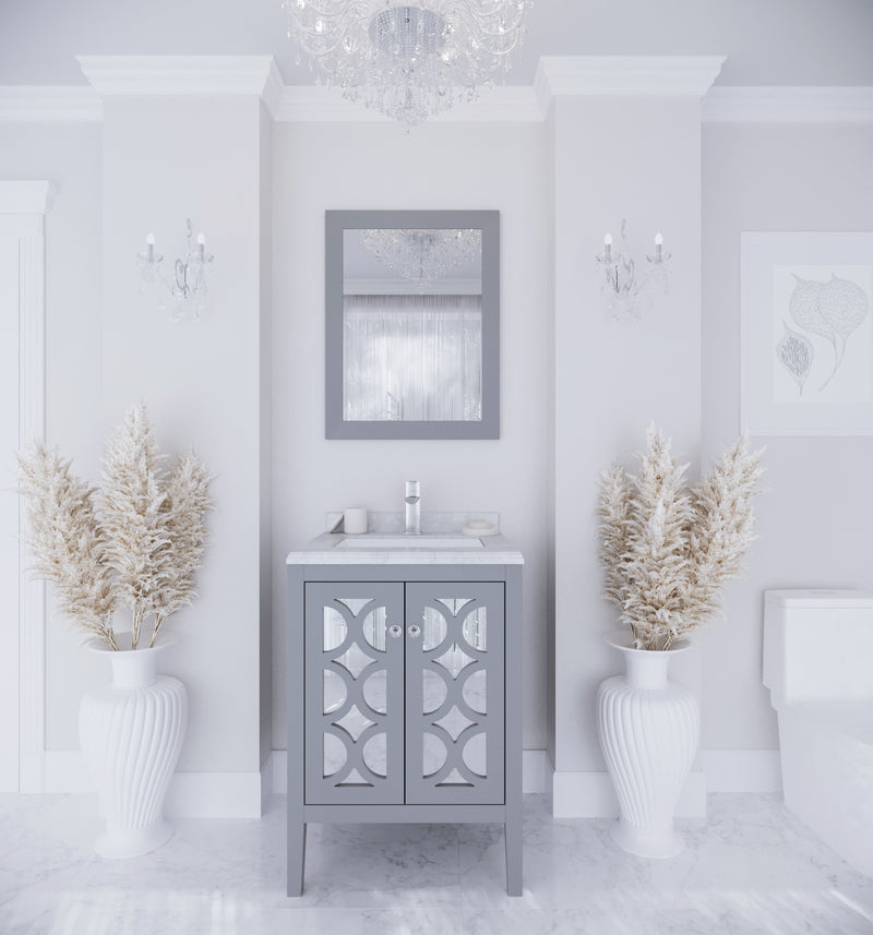 Laviva 313MKSH-24G-WC Mediterraneo 24" Grey Bathroom Vanity with White Carrara Marble Countertop - view 9