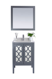 Laviva 313MKSH-24G-WQ Mediterraneo 24" Grey Bathroom Vanity with White Quartz Countertop