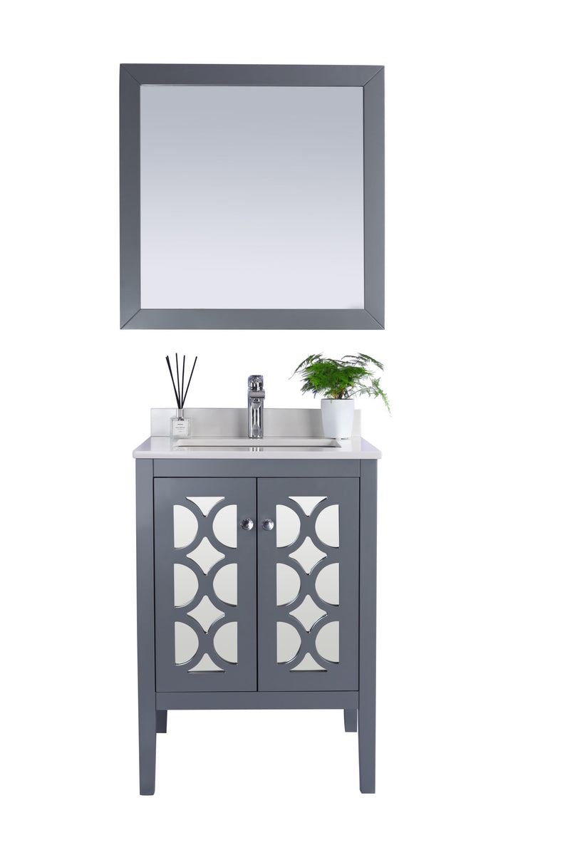 Laviva 313MKSH-24G-WQ Mediterraneo 24" Grey Bathroom Vanity with White Quartz Countertop