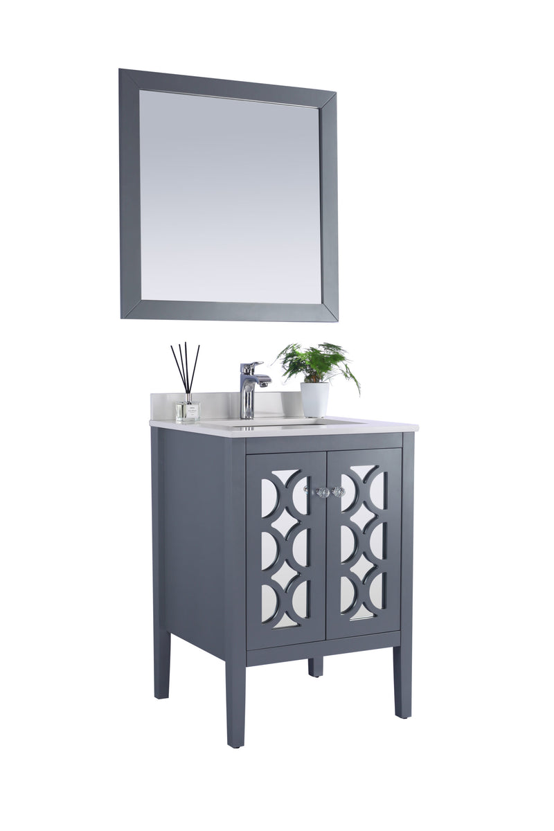 Laviva 313MKSH-24G-WQ Mediterraneo 24" Grey Bathroom Vanity with White Quartz Countertop - view 2