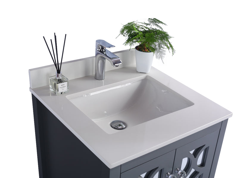 Laviva 313MKSH-24G-WQ Mediterraneo 24" Grey Bathroom Vanity with White Quartz Countertop - view 3