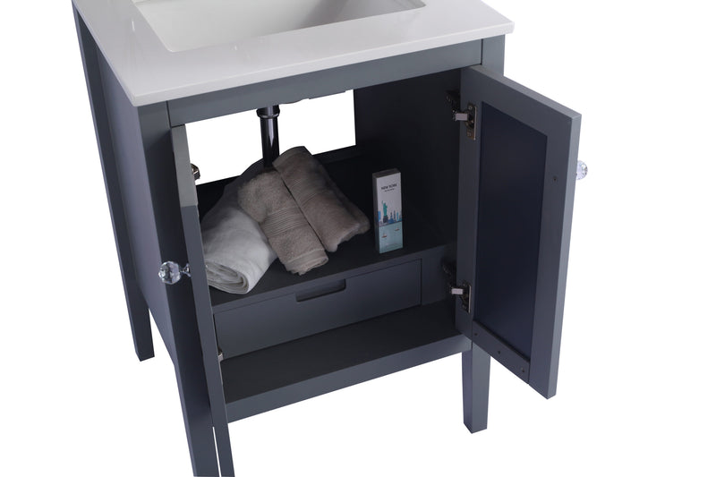 Laviva 313MKSH-24G-WQ Mediterraneo 24" Grey Bathroom Vanity with White Quartz Countertop - view 4