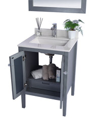 Laviva 313MKSH-24G-WQ Mediterraneo 24" Grey Bathroom Vanity with White Quartz Countertop - view 6