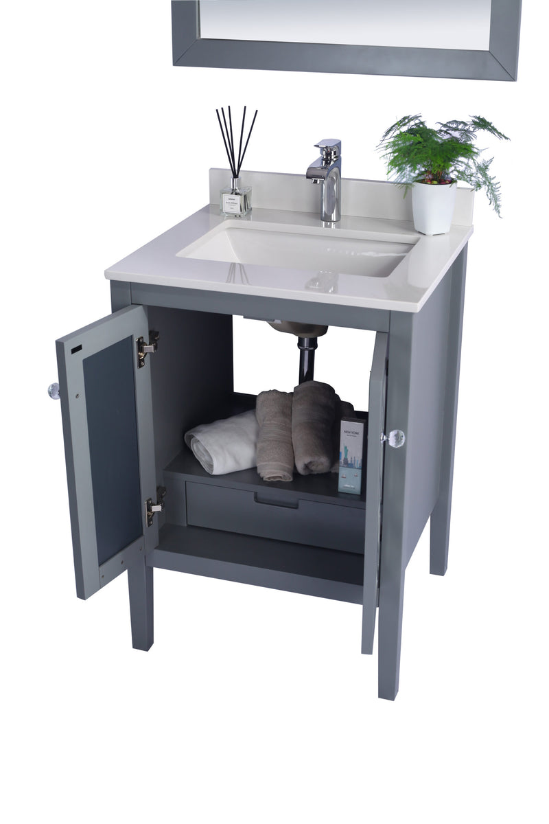 Laviva 313MKSH-24G-WQ Mediterraneo 24" Grey Bathroom Vanity with White Quartz Countertop - view 6
