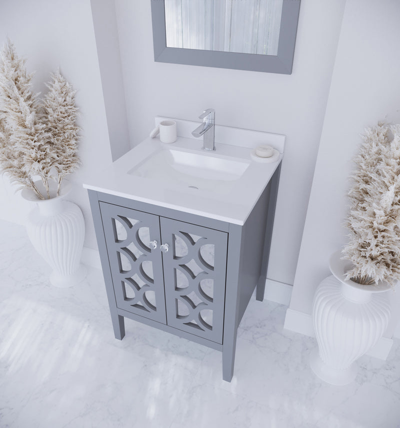 Laviva 313MKSH-24G-WQ Mediterraneo 24" Grey Bathroom Vanity with White Quartz Countertop - view 8