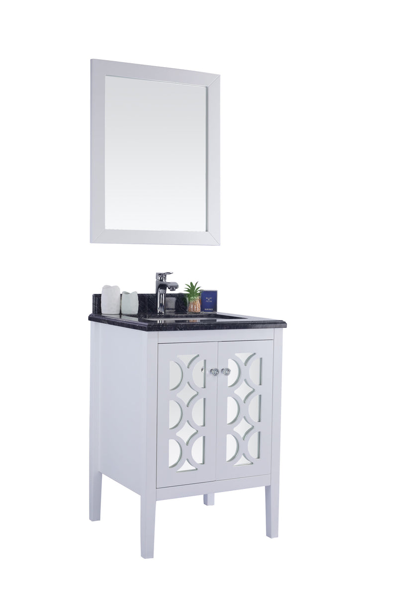 Laviva 313MKSH-24W-BW Mediterraneo 24" White Bathroom Vanity with Black Wood Marble Countertop - view 2
