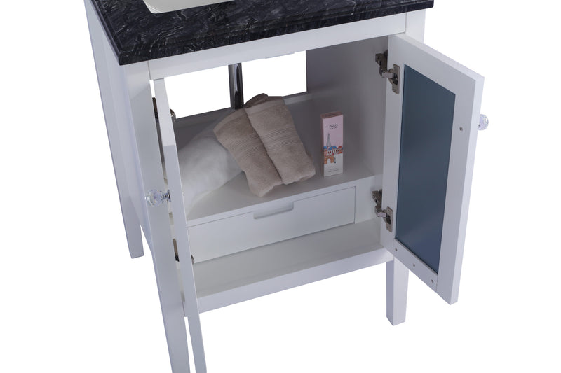 Laviva 313MKSH-24W-BW Mediterraneo 24" White Bathroom Vanity with Black Wood Marble Countertop - view 4