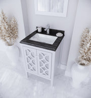 Laviva 313MKSH-24W-BW Mediterraneo 24" White Bathroom Vanity with Black Wood Marble Countertop - view 7