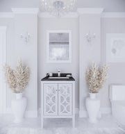 Laviva 313MKSH-24W-BW Mediterraneo 24" White Bathroom Vanity with Black Wood Marble Countertop - view 8