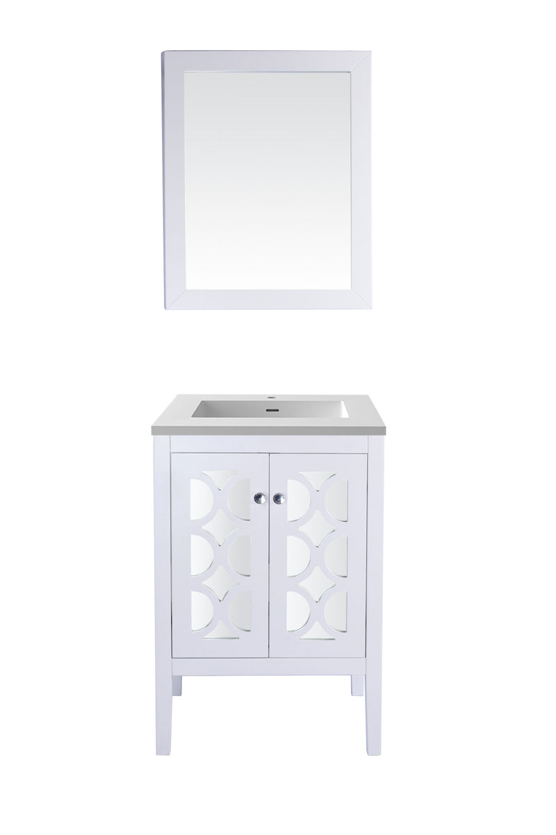 Laviva 313MKSH-24W-MW Mediterraneo 24" White Bathroom Vanity with Matte White VIVA Stone Solid Surface Countertop