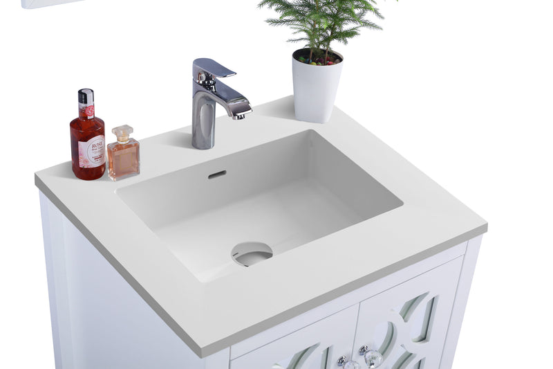 Laviva 313MKSH-24W-MW Mediterraneo 24" White Bathroom Vanity with Matte White VIVA Stone Solid Surface Countertop - view 2