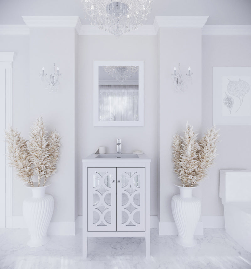 Laviva 313MKSH-24W-MW Mediterraneo 24" White Bathroom Vanity with Matte White VIVA Stone Solid Surface Countertop - view 7
