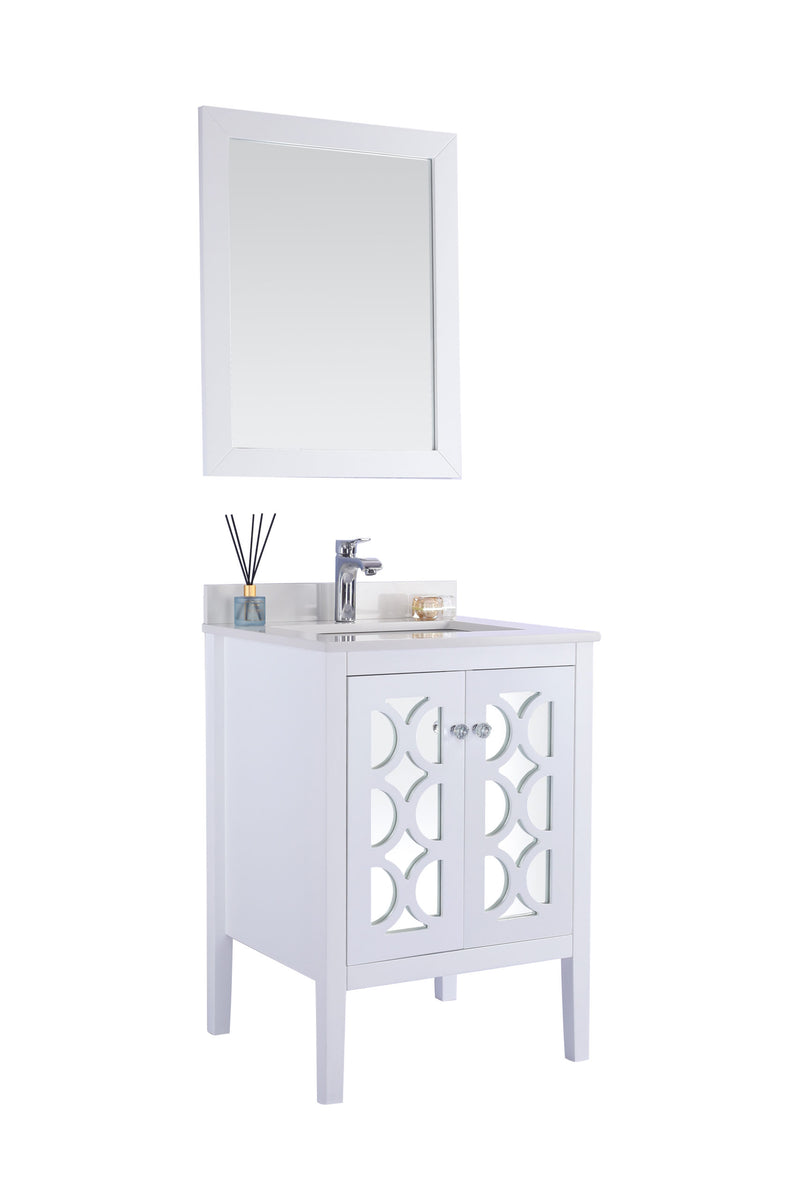 Laviva 313MKSH-24W-WQ Mediterraneo 24" White Bathroom Vanity with White Quartz Countertop - view 2