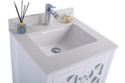 Laviva 313MKSH-24W-WQ Mediterraneo 24" White Bathroom Vanity with White Quartz Countertop - view 3