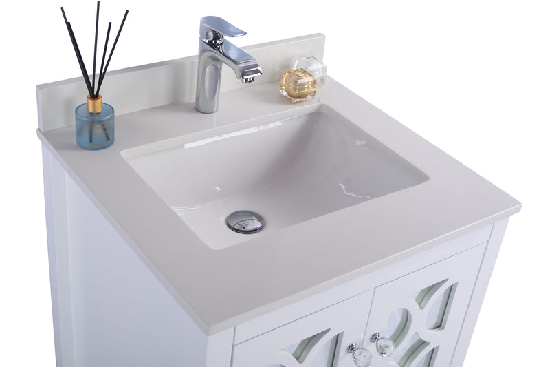 Laviva 313MKSH-24W-WQ Mediterraneo 24" White Bathroom Vanity with White Quartz Countertop - view 3