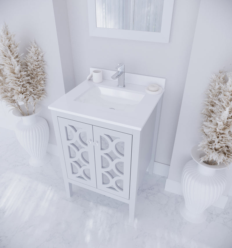 Laviva 313MKSH-24W-WQ Mediterraneo 24" White Bathroom Vanity with White Quartz Countertop - view 7