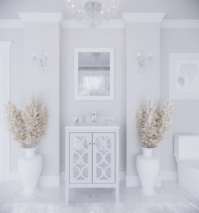 Laviva 313MKSH-24W-WQ Mediterraneo 24" White Bathroom Vanity with White Quartz Countertop - view 8